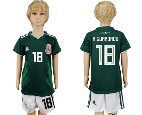 Mexico #18 A.Guardado Home Kid Soccer Country Jersey - Click Image to Close
